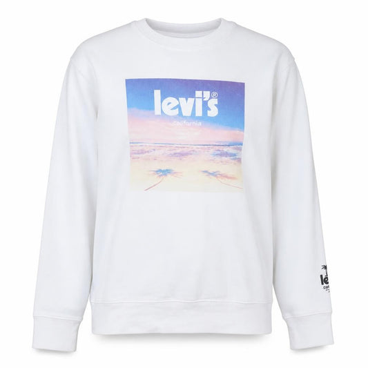 Levi's Women's White Relaxed Sweatshirt L Crew Neck Graphic Print