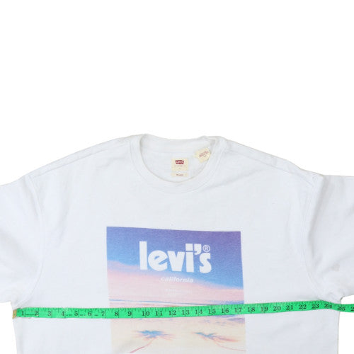 Levi's Women's White Relaxed Sweatshirt L Crew Neck Graphic Print