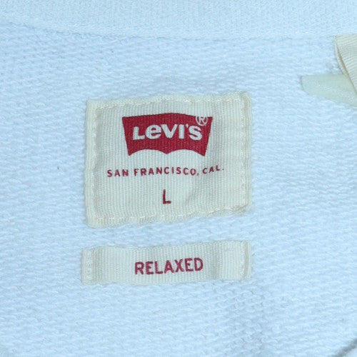 Levi's Women's White Relaxed Sweatshirt L Crew Neck Graphic Print