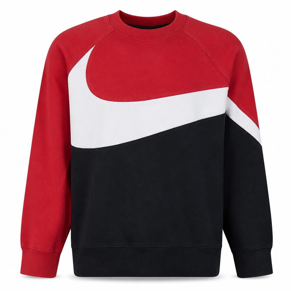Nike Men's Red Black Colour Block Crew Neck Sweatshirt Size S
