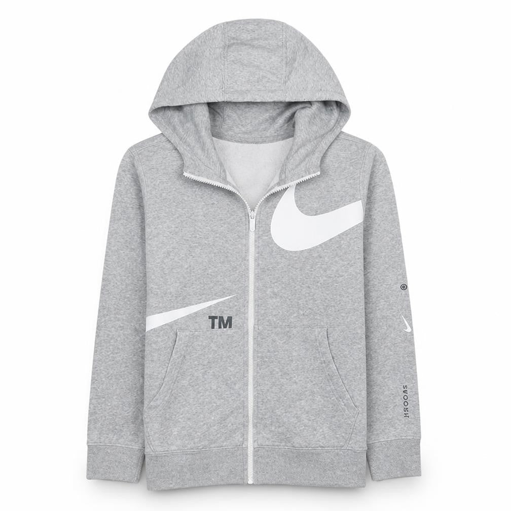 Nike Boys Grey Full Zip Hoodie Size L 147-158cm Fleece Sweatshirt
