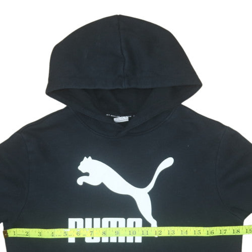 Puma Boys Black Hoodie 15-16 Years Pullover Fleece Logo Sweatshirt
