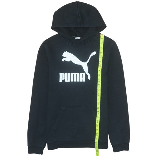 Puma Boys Black Hoodie 15-16 Years Pullover Fleece Logo Sweatshirt