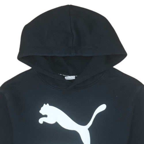 Puma Boys Black Hoodie 15-16 Years Pullover Fleece Logo Sweatshirt