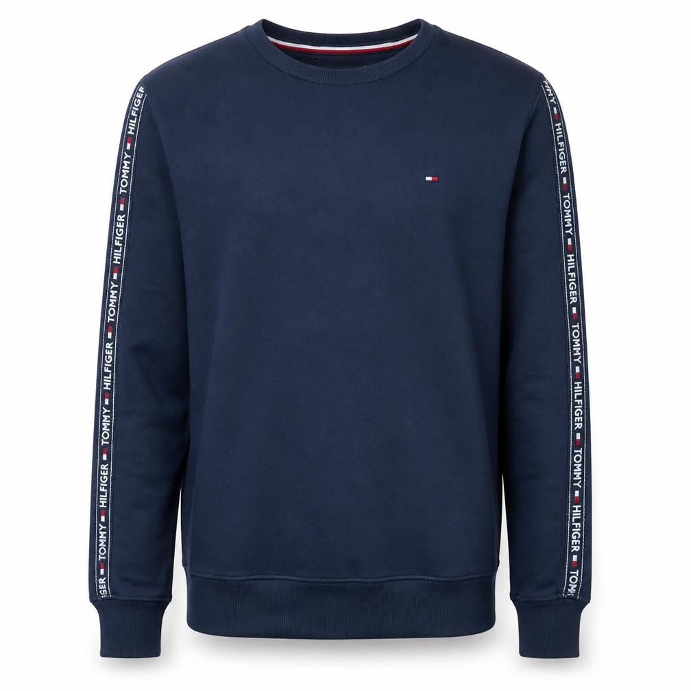 Tommy Hilfiger Men's Blue Logo Tape Crew Neck Sweatshirt Size S