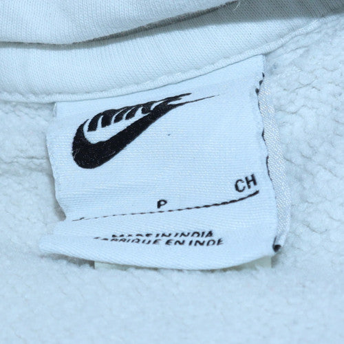 Nike Men's White Pullover Hoodie Small Fleece Logo Sweatshirt