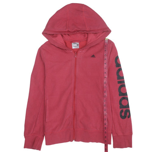 Adidas Womens Red Full Zip Hoodie Size 10 Climalite Sweatshirt