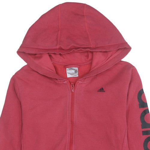 Adidas Womens Red Full Zip Hoodie Size 10 Climalite Sweatshirt