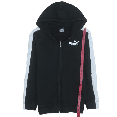 Puma Teens Black Full Zip Hoodie Sweatshirt Size 6 Logo Sportswear