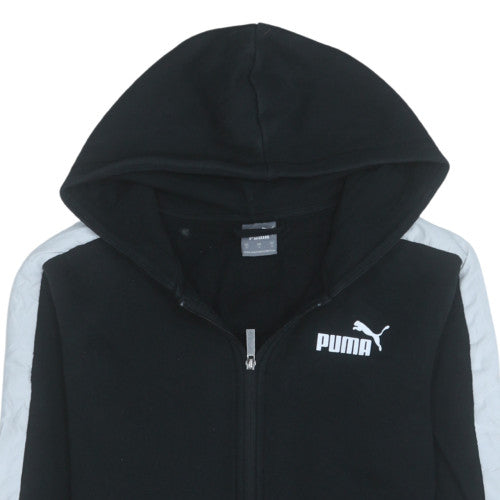 Puma Teens Black Full Zip Hoodie Sweatshirt Size 6 Logo Sportswear