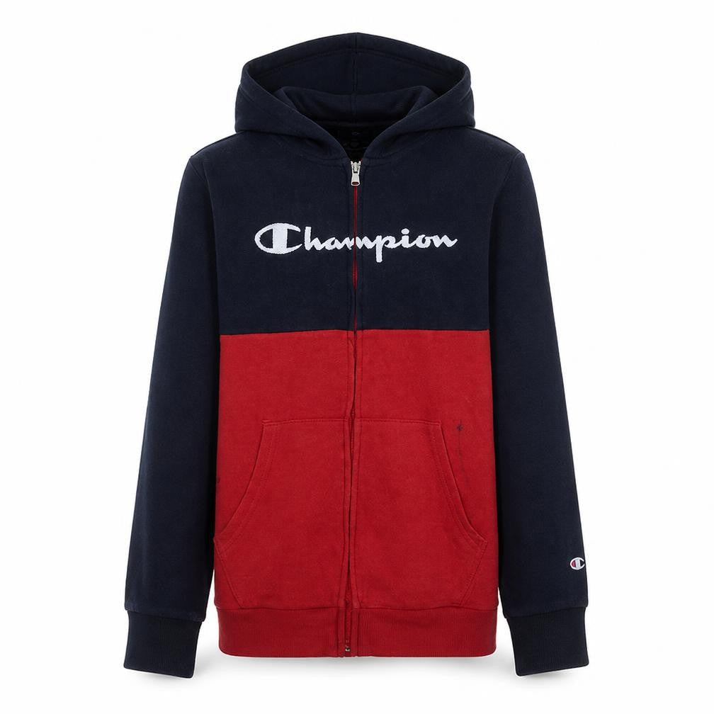Champion Boys Navy Red Full Zip Hoodie Size 13-14 Years Cotton Blend
