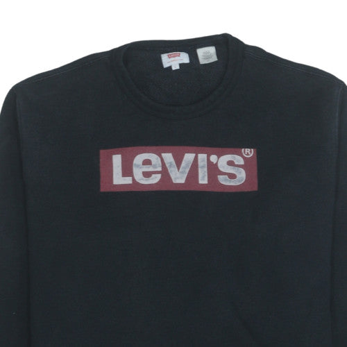 Levi's Men's Black Logo Crew Neck Pullover Sweatshirt L