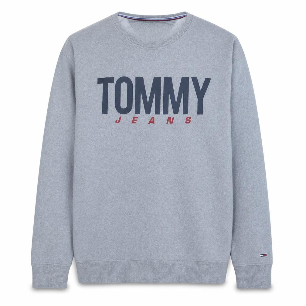 Tommy Jeans Men's Grey Crew Neck Logo Sweatshirt Size L