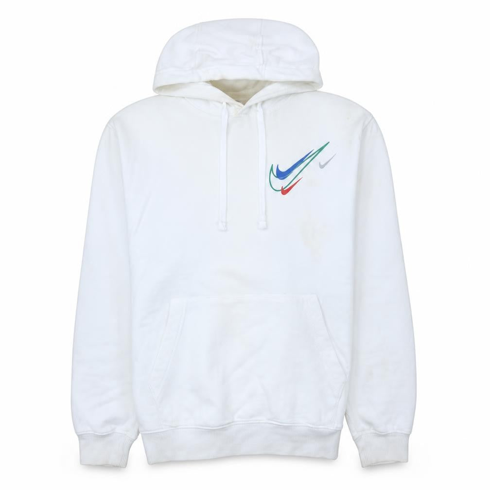 Nike Men's White Pullover Hoodie Small Fleece Logo Sportswear