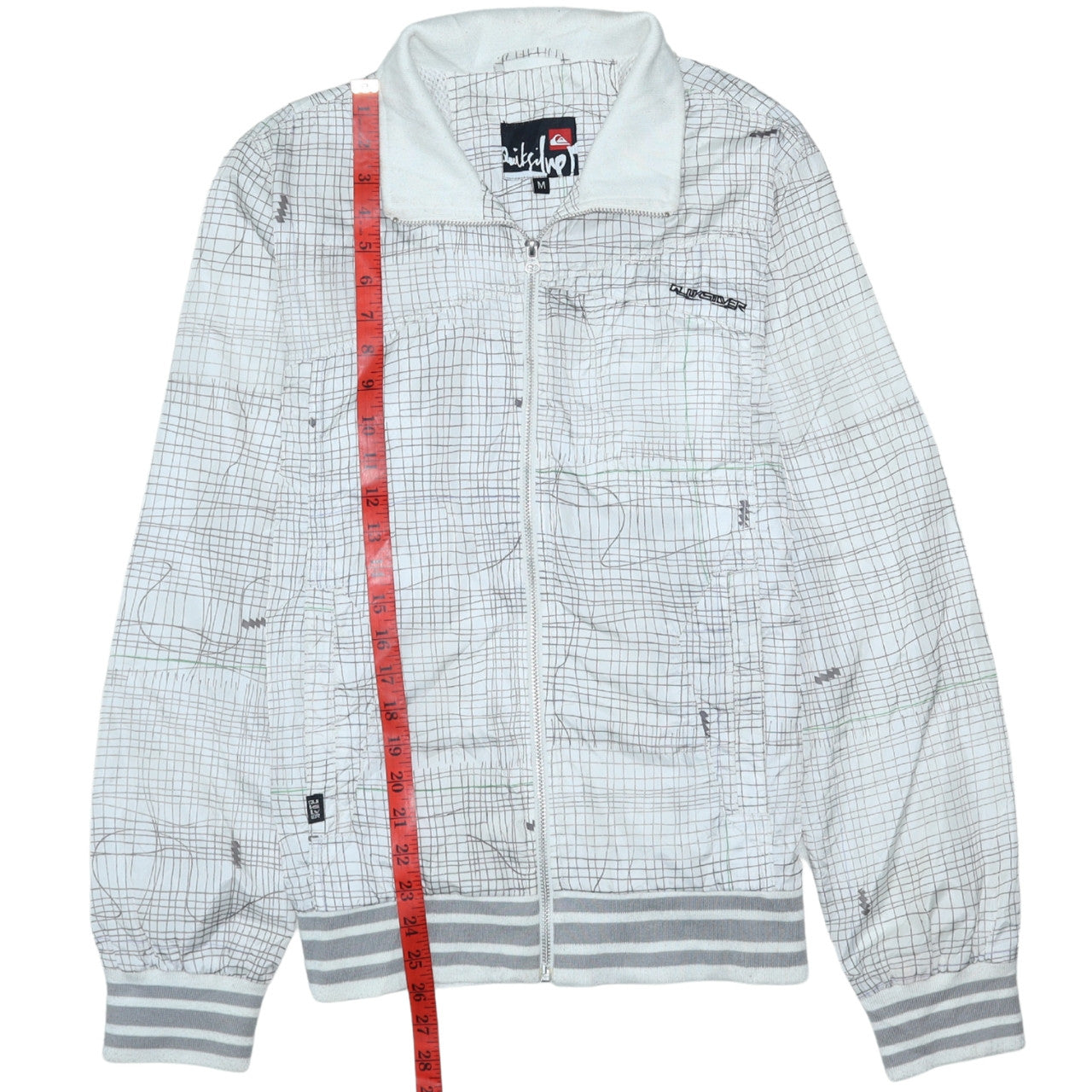 Quiksilver Mens White Geometric Track Jacket Size M Lightweight