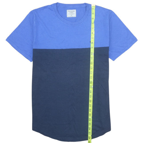 Abercrombie & Fitch Men's Blue Colourblock Crew Neck T-Shirt Size M