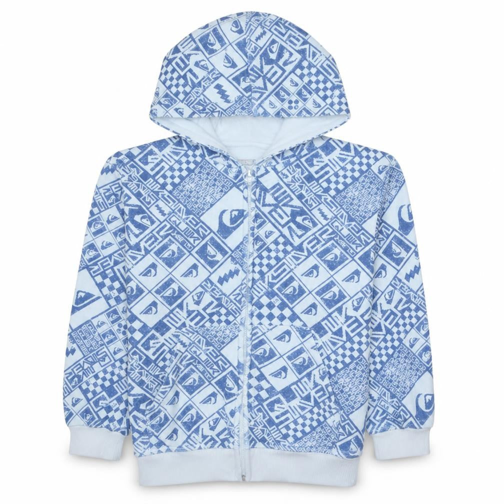 Quiksilver Teens Blue White Full Zip Hoodie Size 12 Casual Surf