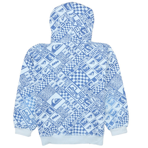 Quiksilver Teens Blue White Full Zip Hoodie Size 12 Casual Surf