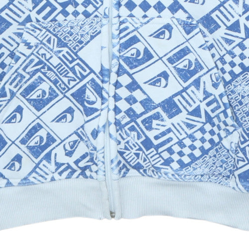 Quiksilver Teens Blue White Full Zip Hoodie Size 12 Casual Surf