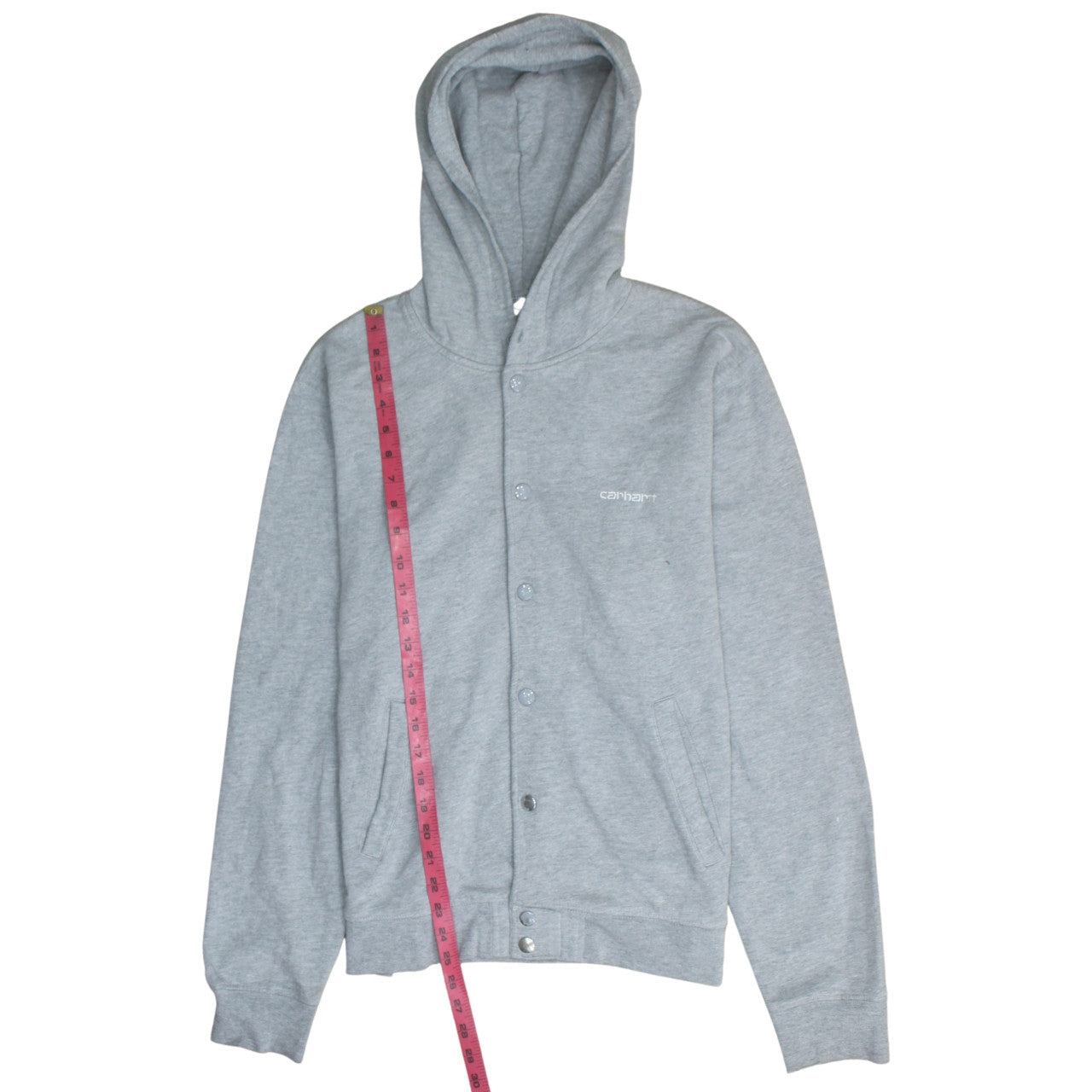 Carhartt Men's Grey Snap Button Hooded Fleece Jacket M
