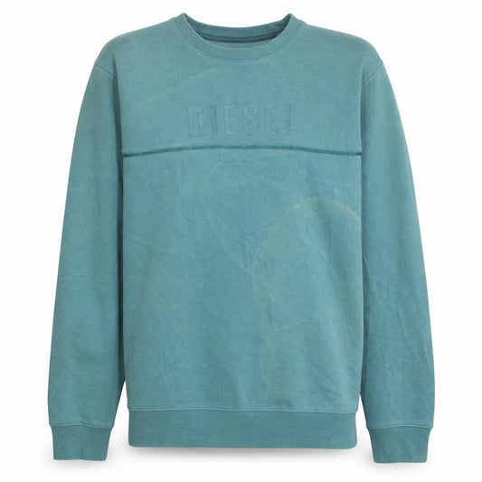 Diesel Mens Green Small Pullover Logo Crew Neck Sweatshirt
