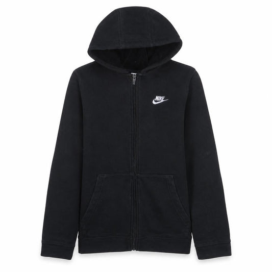 Front view of Nike boys’ black full zip hoodie xl 158-170cm fleece sweatshirt