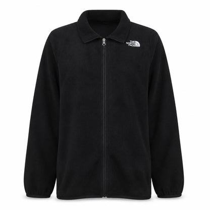 Front view of The North Face boys’ black fleece full zip jacket xl youth
