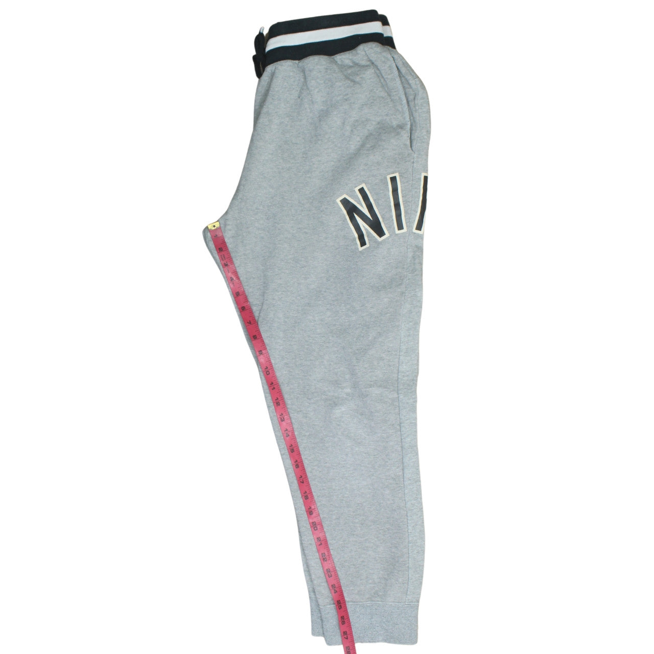Nike Men Grey Sweatpants L Regular Fit Elastic Waist Tapered Fleece