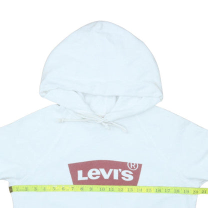 Levi's Women's White Pullover Hoodie Medium Logo Cotton Sweatshirt