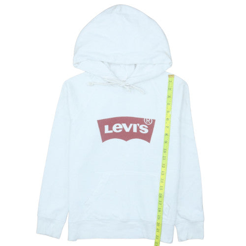 Levi's Women's White Pullover Hoodie Medium Logo Cotton Sweatshirt