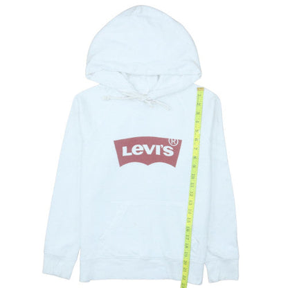 Levi's Women's White Pullover Hoodie Medium Logo Cotton Sweatshirt