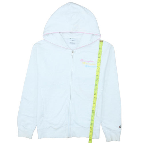 Champion Girls White Full Zip Hoodie 2XL Logo Cotton Blend Sweatshirt