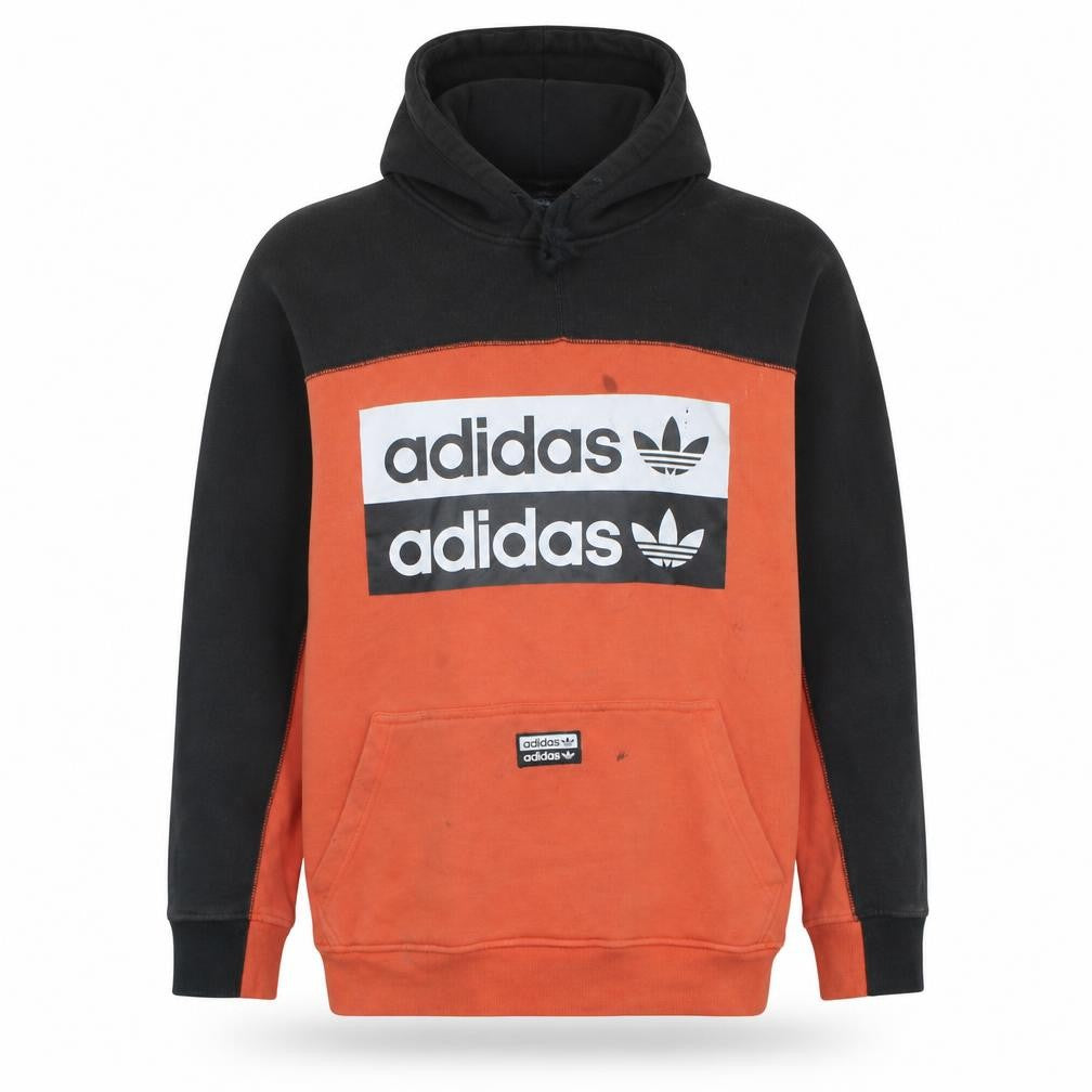 adidas Men's Orange & Black Pullover Hoodie Size S Graphic Logo