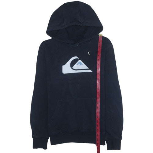 Quiksilver Men Blue Pullover Hoodie XS Regular Fit Logo Design
