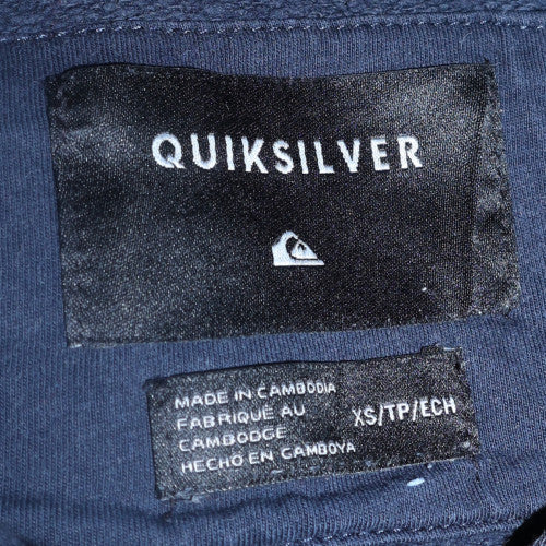Quiksilver Men Blue Pullover Hoodie XS Regular Fit Logo Design