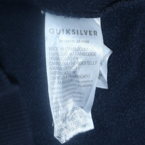 Quiksilver Men Blue Pullover Hoodie XS Regular Fit Logo Design
