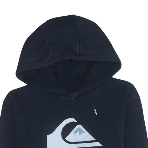 Quiksilver Men Blue Pullover Hoodie XS Regular Fit Logo Design
