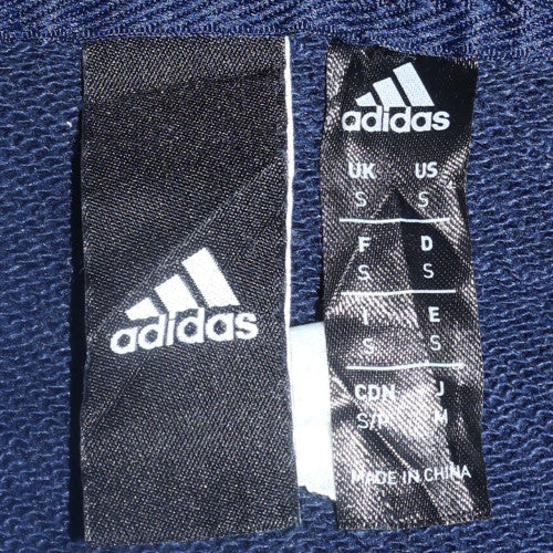 adidas Men’s Blue Full Zip Hoodie Small Fleece Sportswear