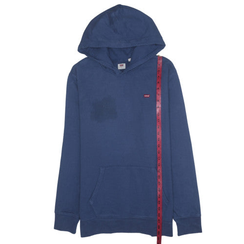 Levi's Men's Blue Pullover Hoodie L Cotton Fleece Logo Casual