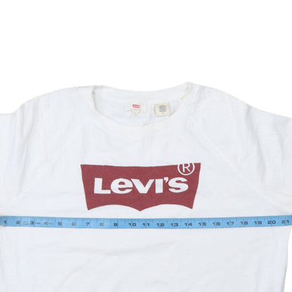 Levi's Women's White Logo Crew Neck Sweatshirt Size L