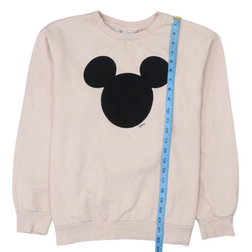 H&M Disney Women Beige Sweatshirt Mickey Mouse Motif Size 14