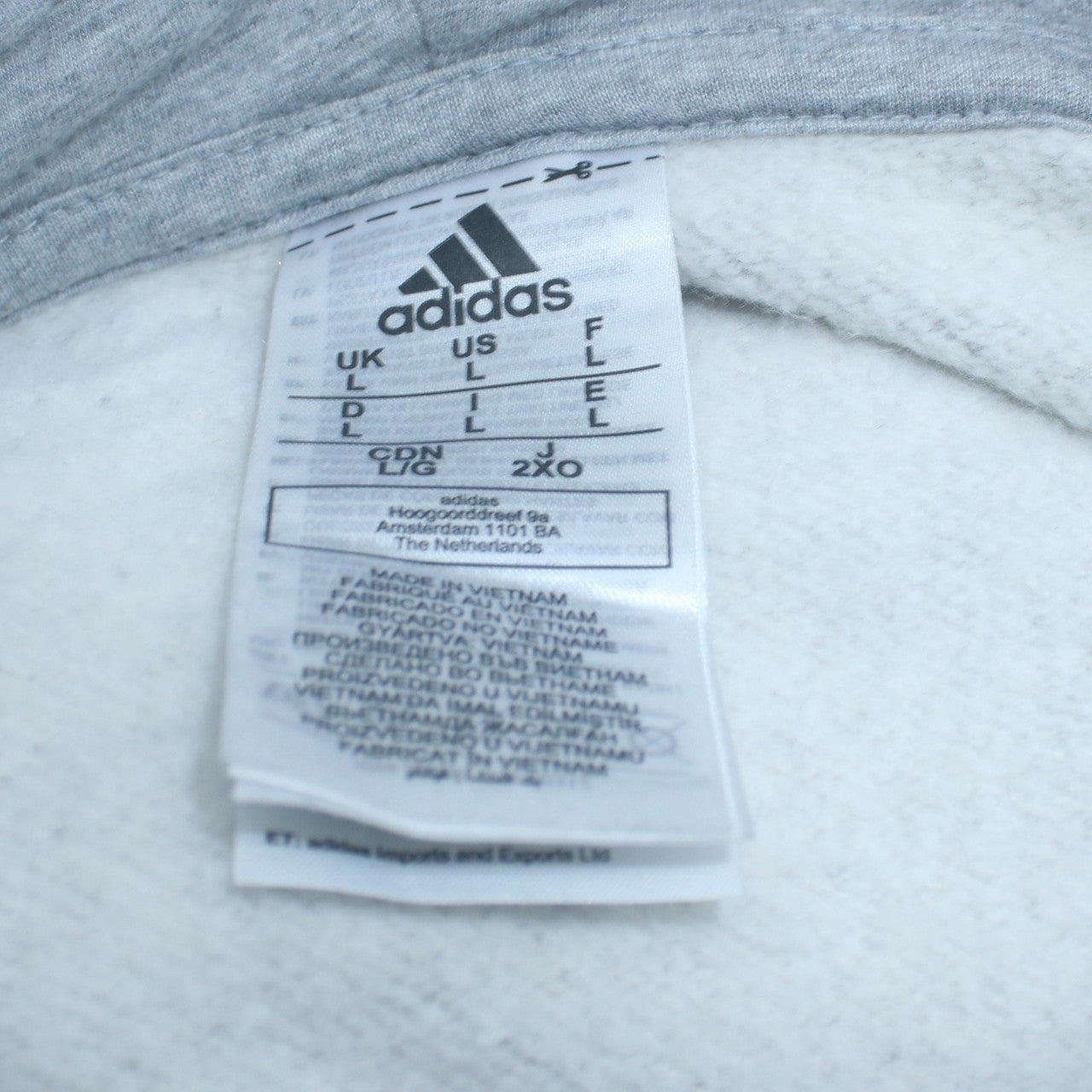 Adidas Mens Grey Pullover Hoodie Size L Regular Fit Logo Fleece