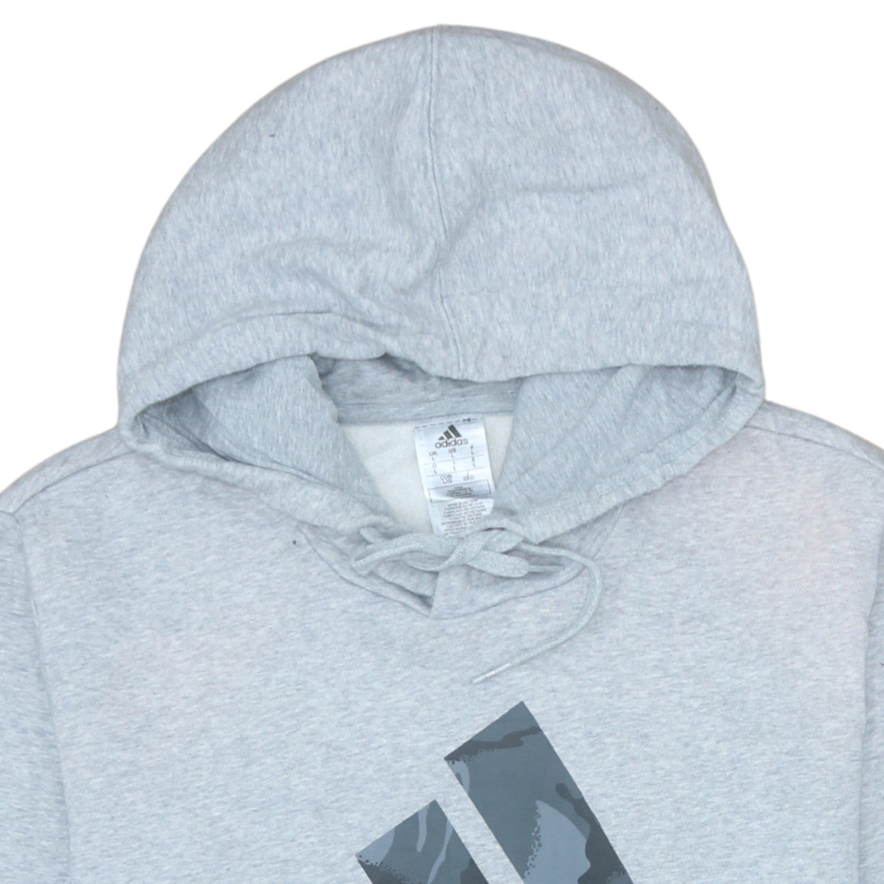 Adidas Mens Grey Pullover Hoodie Size L Regular Fit Logo Fleece