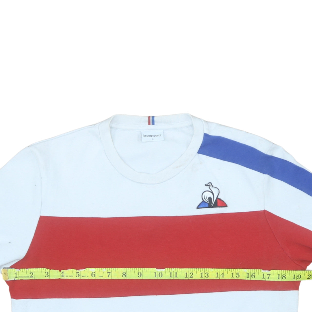 Le Coq Sportif Mens White Red Blue Logo Sweatshirt Size S