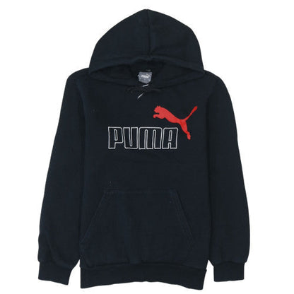 Additional front view of Puma women’s black xs pullover hoodie with red logo