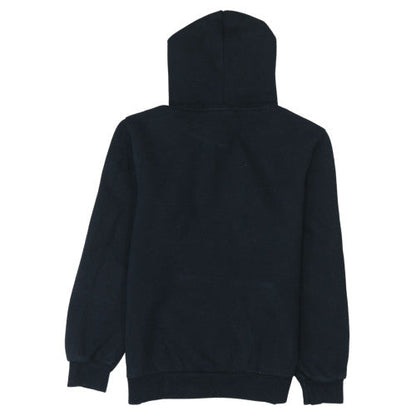 Brand and care label for Puma women’s black xs pullover hoodie with red logo