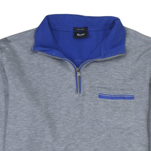 Hugo Boss Men’s Grey 1/4 Zip Sweatshirt Size L Regular Fit