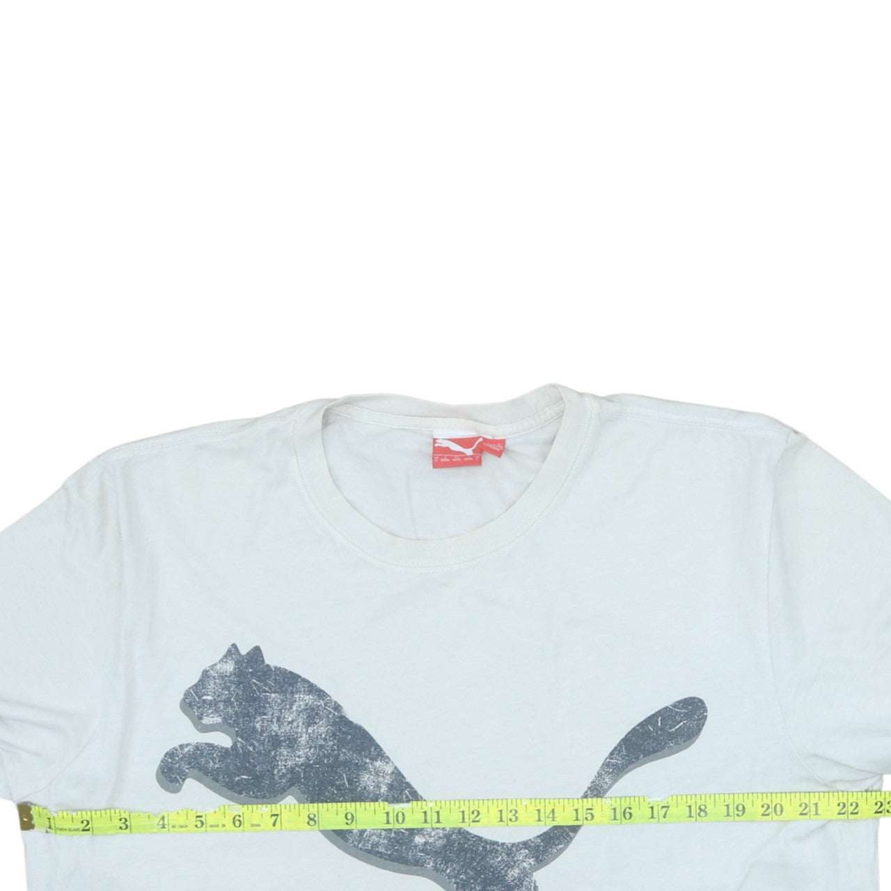 Puma Men's White Short Sleeve Crew Neck Cotton T-Shirt L