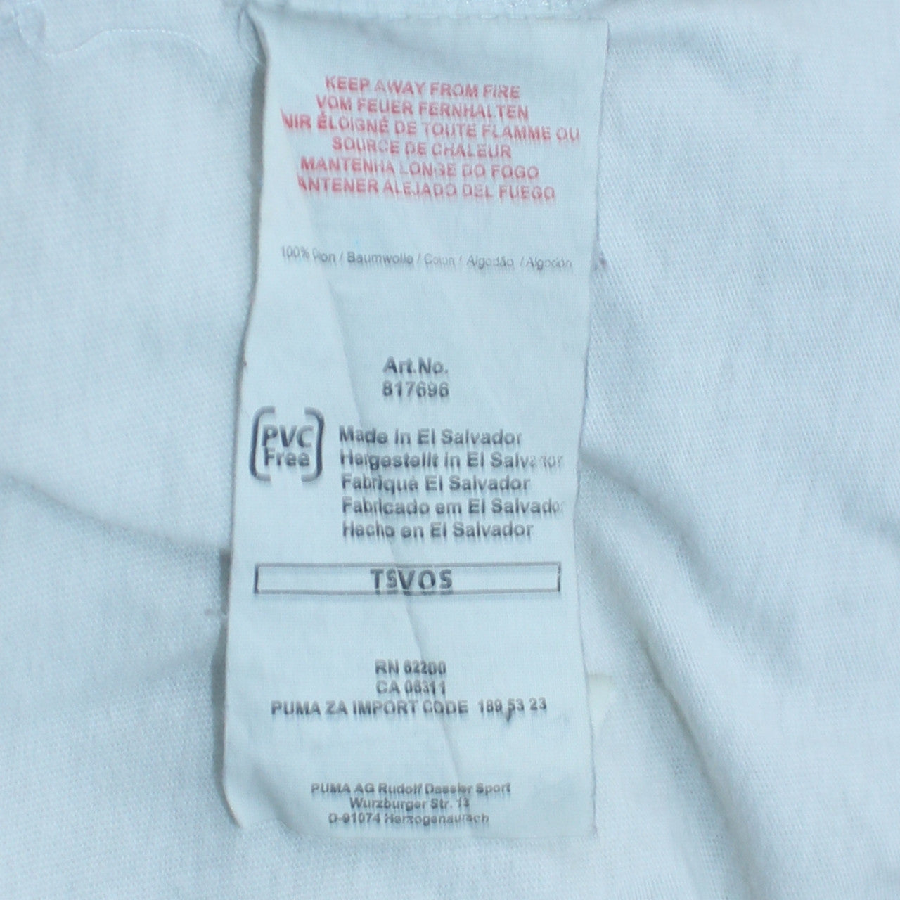 Puma Men's White Short Sleeve Crew Neck Cotton T-Shirt L