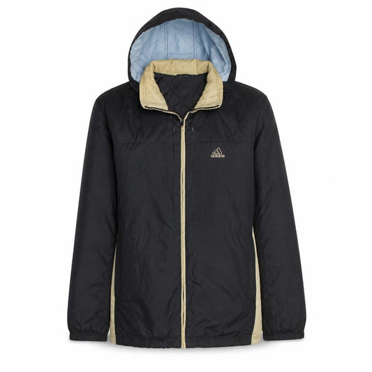 Adidas Womens Black Hooded Puffer Jacket Size L Lightweight Winter Coat